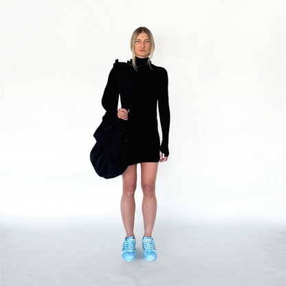LONG SLEEVE ADJ. COLLAR MINI DRESS