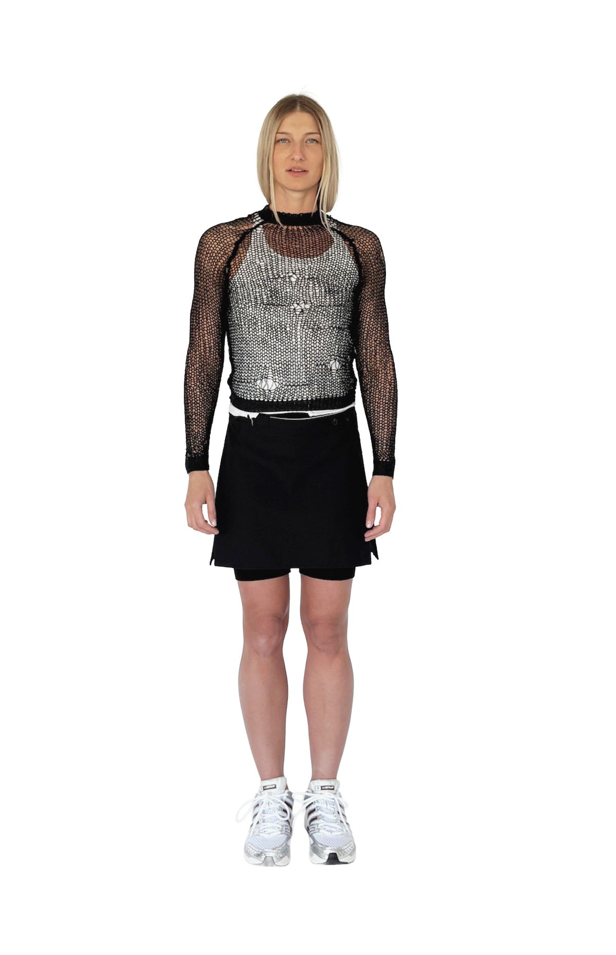 FISHNET HOLE CRAFTED MERINO KNIT LONG SLEEVE